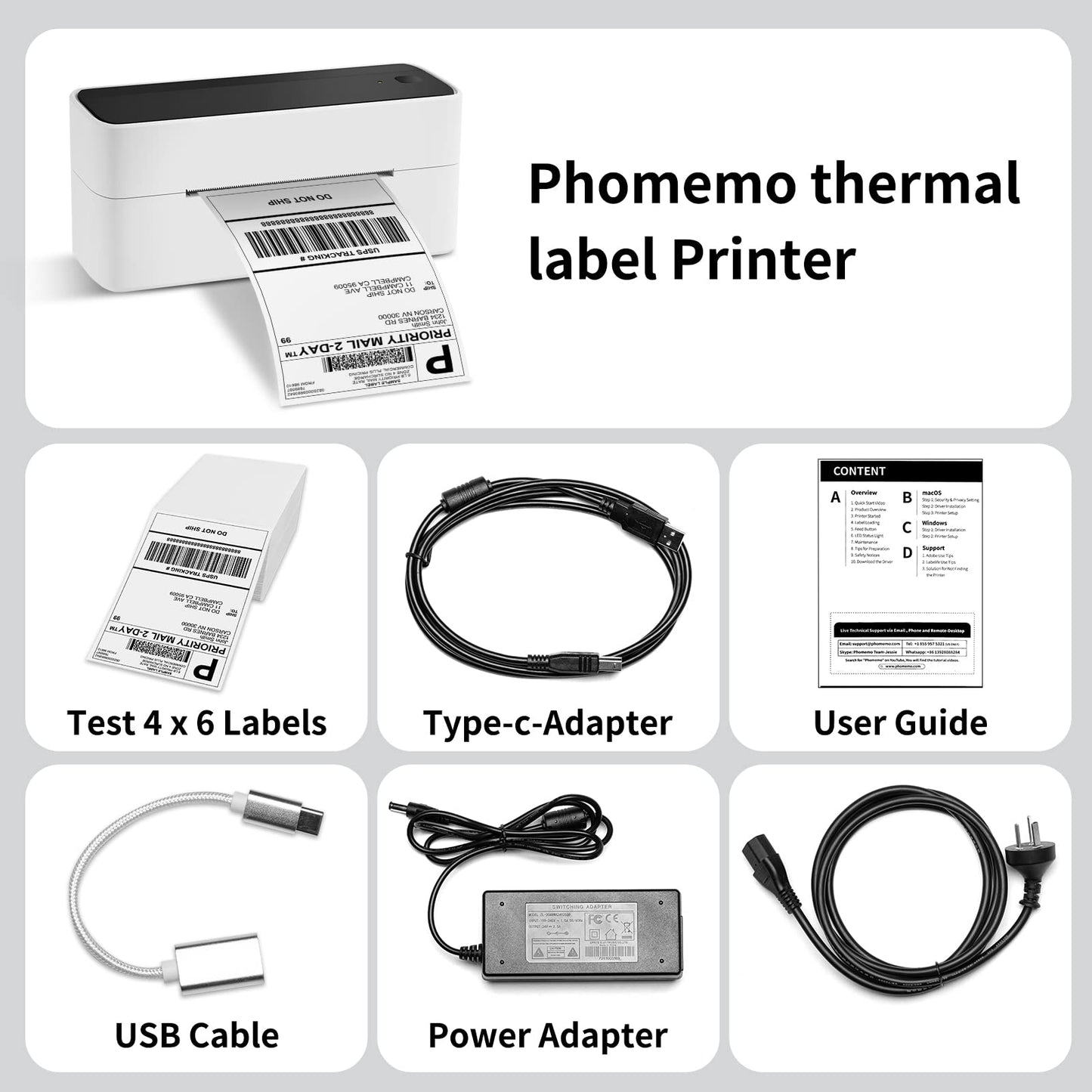 Phomemo Bluetooth Thermal Label Printer 4x6, Wireless Shipping Label Printer Machine for Shipping Packages, Address, Small Business, Compatible with Royal Mail, eBay, Esty, Shopify, Amazon