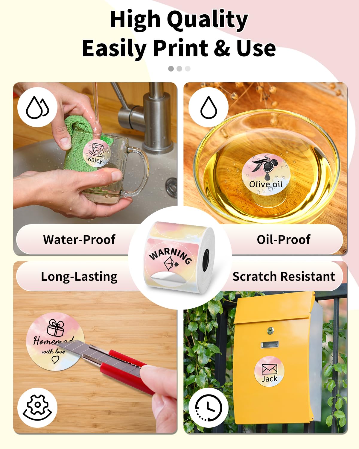 Phomemo Circle Label Compatible with M110/M110S/M120/M200/M220, 1.96'' x 1.96''£¨50x50 mm£©Thermal Round Rainbow Gradient Sticker Label