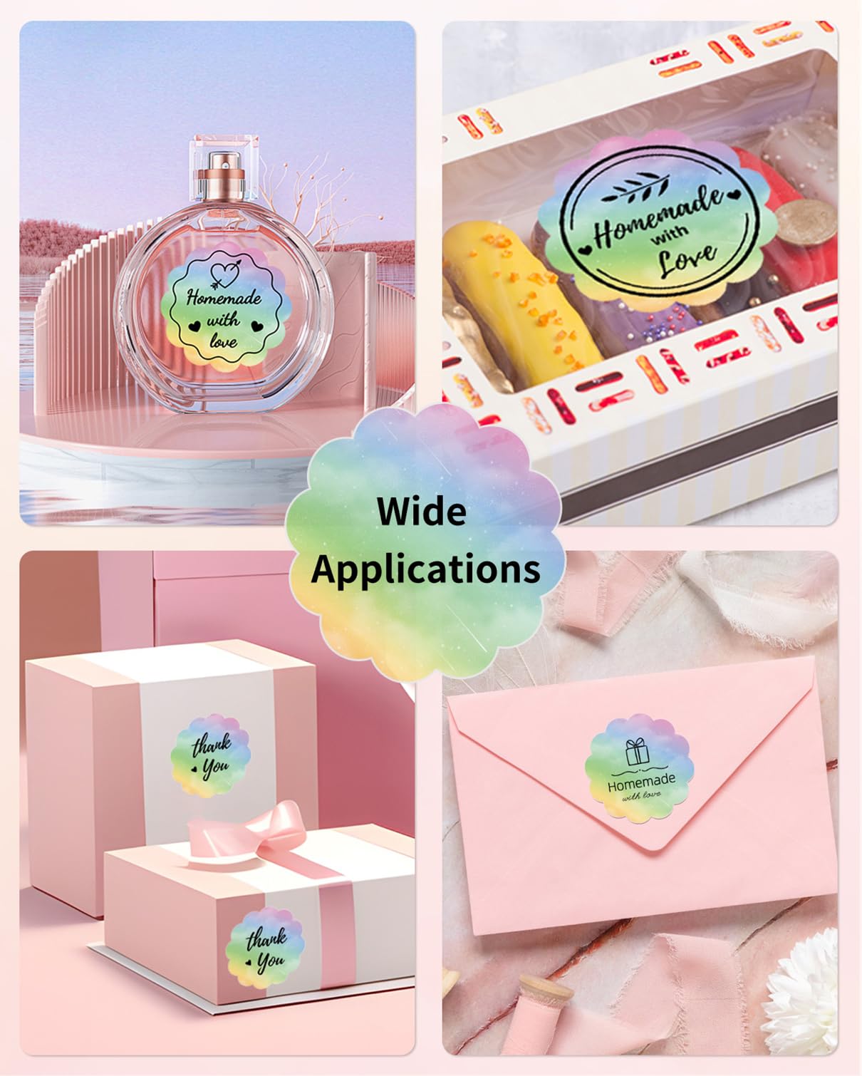 Phomemo Circle Label Wavy Thermal Round Gradient Rainbow Sticker Label Compatible with M110/M110S/M120/M200/M220, 1.96'' x 1.96''(50x50 mm), Purple