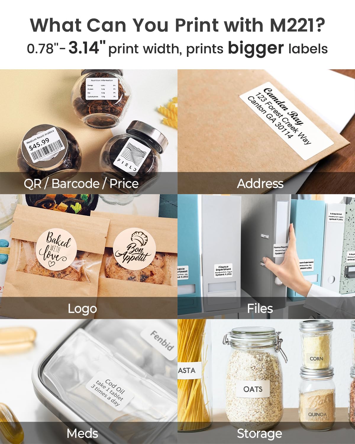 Phomemo New M221 Label Printer, Flagship 3'' Bluetooth Thermal Portable Label Maker - for Address, Barcode, Small Business, Office, Home for Phone, PC/Mac, with 3pack Most Used Labels, Baby Pink