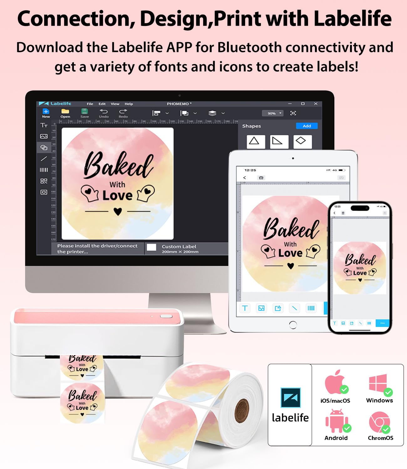 Phomemo Stampante per etichette Bluetooth, PM241BT stampante termica DHL 4XL per Mac/PC, stampante Bluetooth per codici a barre, Amazon, Etsy, Shopify, Royal Mail, DHL, FedEx, UPS