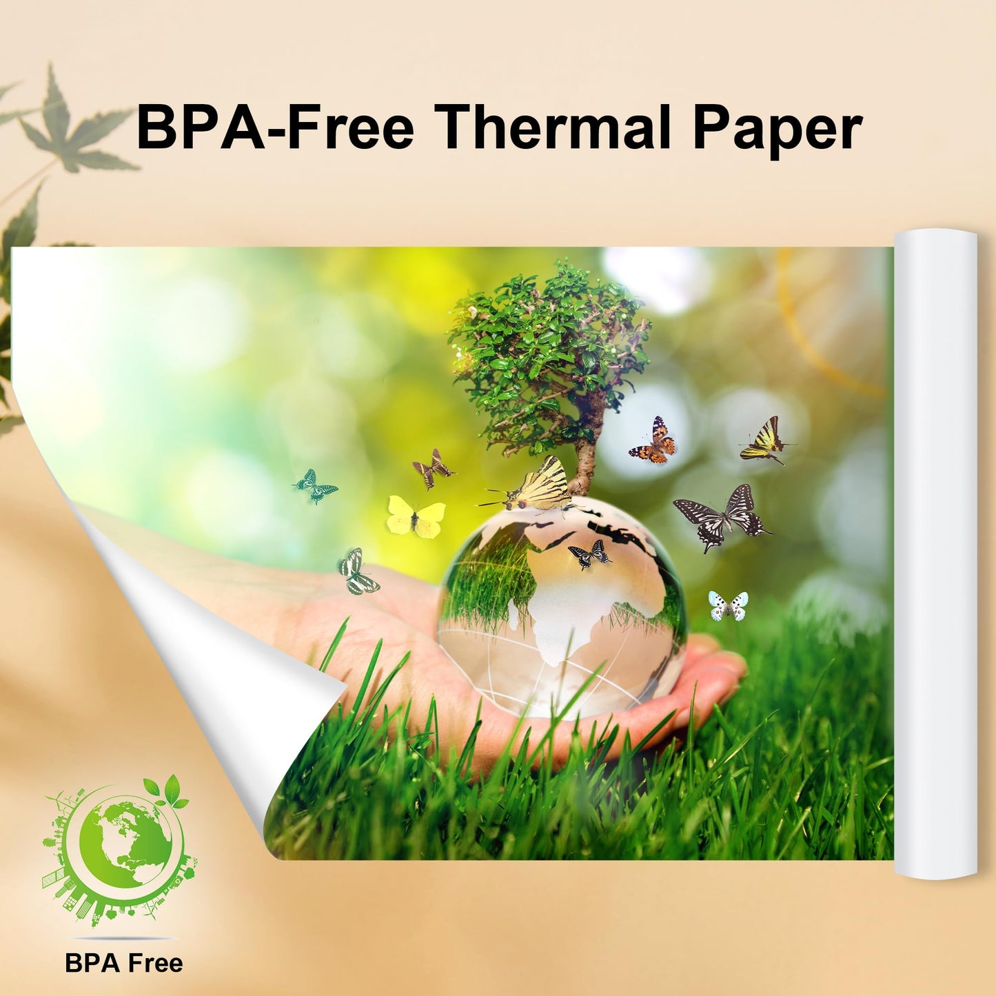 Phomemo US Letter Thermal Paper 4 Rolls, Size 8.5''x 11'', Supports Continuous Printing, M832 Thermal Paper Suitable for Travel, Business, Office, Compatible with M833 M834 M835 Portable Printer