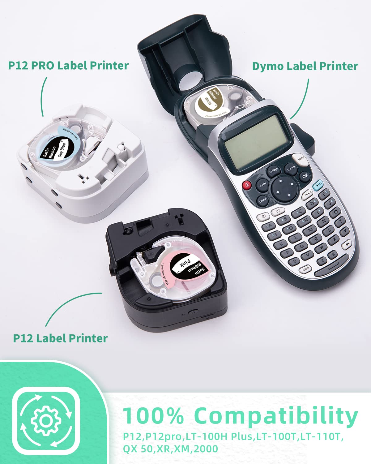 Q5-R234 (1), 3 x Phomemo P12/P12Pro satynowa taśma do etykiet na Boże Narodzenie, urodziny, wesele, jako prezent i świąteczna dekoracja, 12 mm x 2 m, etykiety kompatybilne z etykietami P12