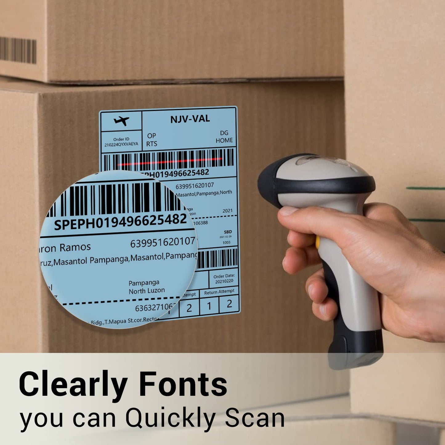 Phomemo Blue Shipping Labels- 4X6'' Thermal Shipping Labels -Fan-Fold Labels-for Shipping Labels, Address, Mail, Product Logo Labels, Barcode, 500pcs