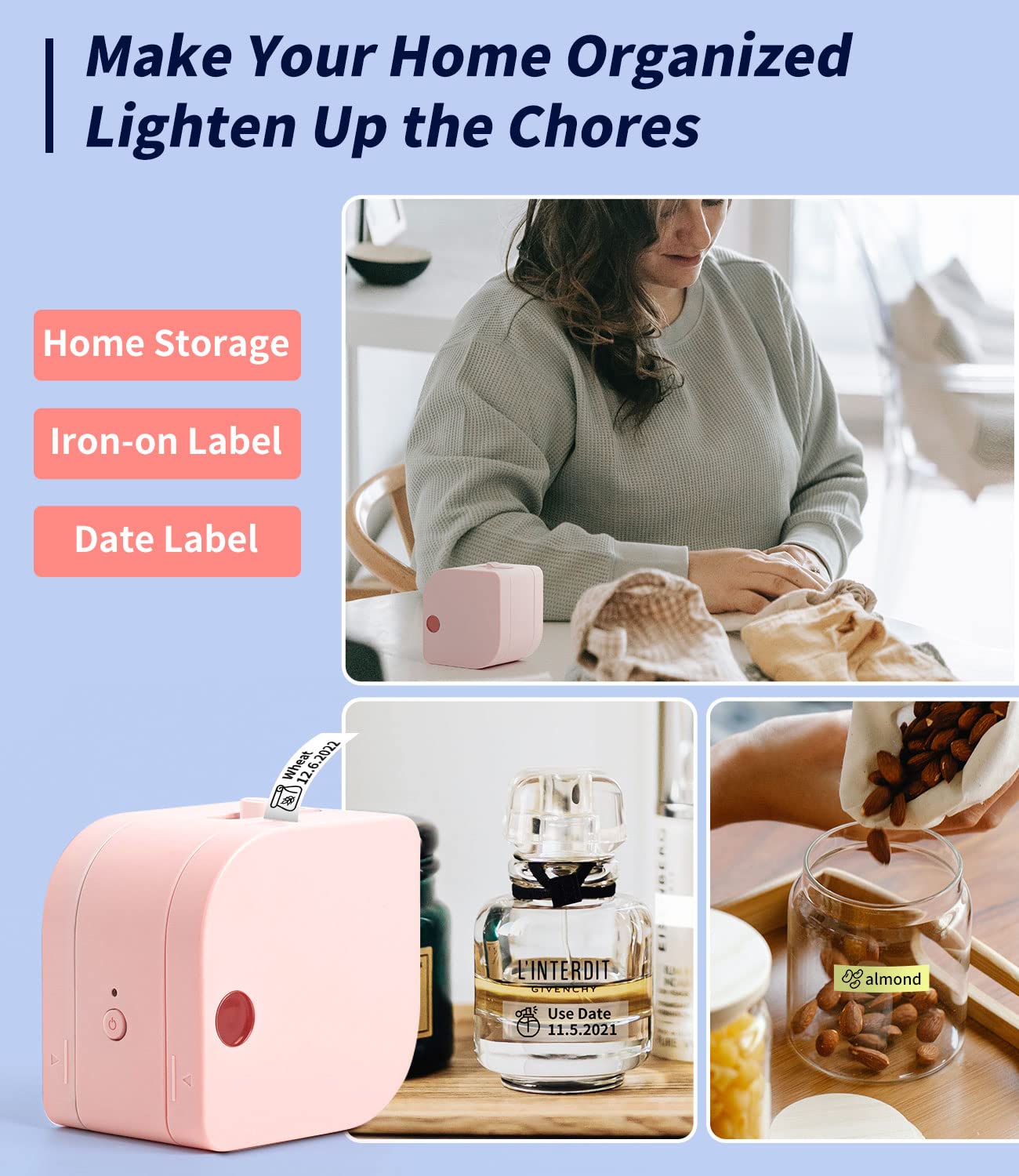 Phomemo P12 Mini ¨¦tiqueteuse Bluetooth, imprimante Etiquette autocollante Thermiques pour la Maison, Le Bureau et Les Petites Entreprises, Wireless Label Maker pour t¨¦l¨¦phone iOS et Android