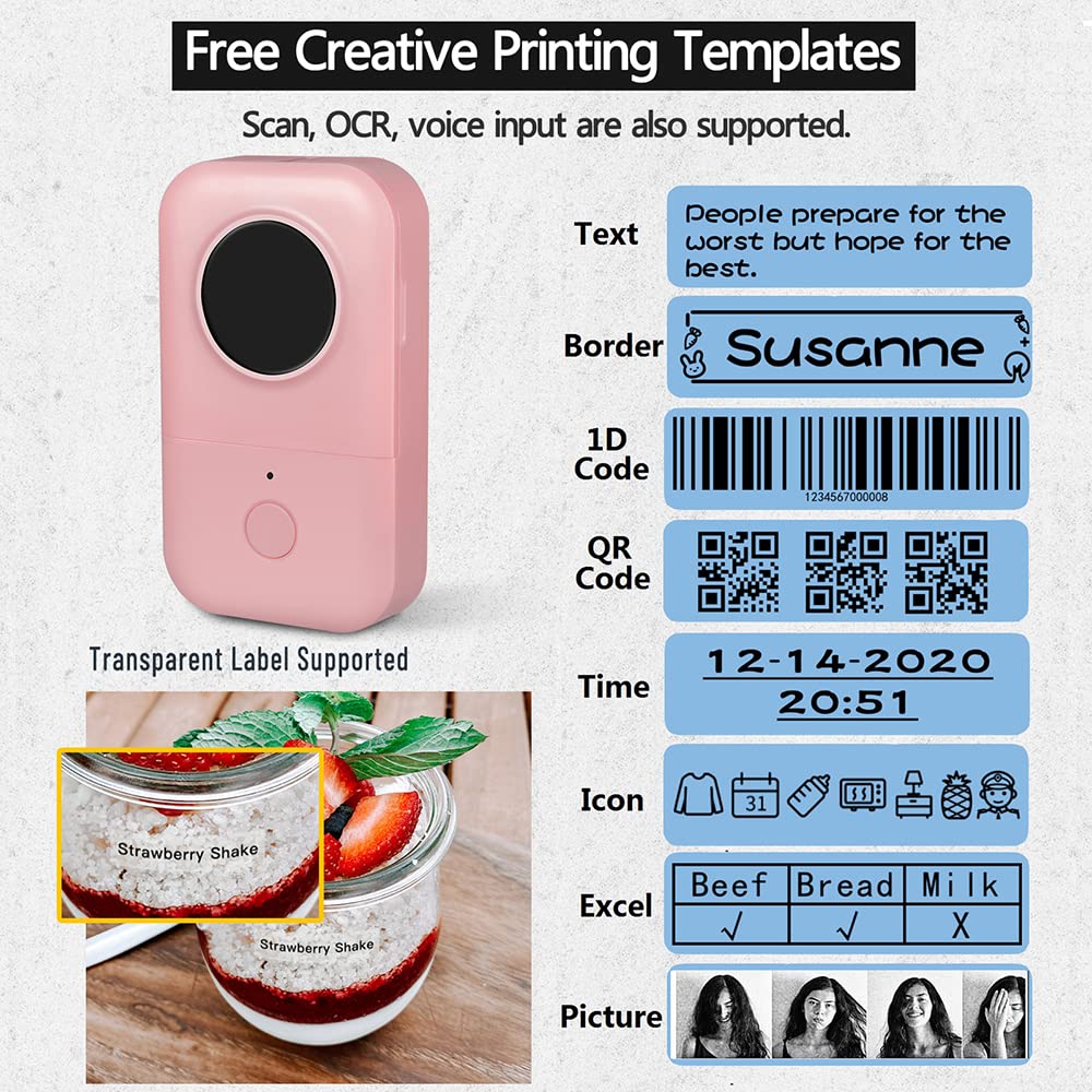 Phomemo D30 Etichettatrice - Stampante per Etichette Stampante Termica per Etichette Bluetooth Wireless Sticker Maker, Principiante Facile da Usare per Nome Prezzo Memorizzazione, Rosa