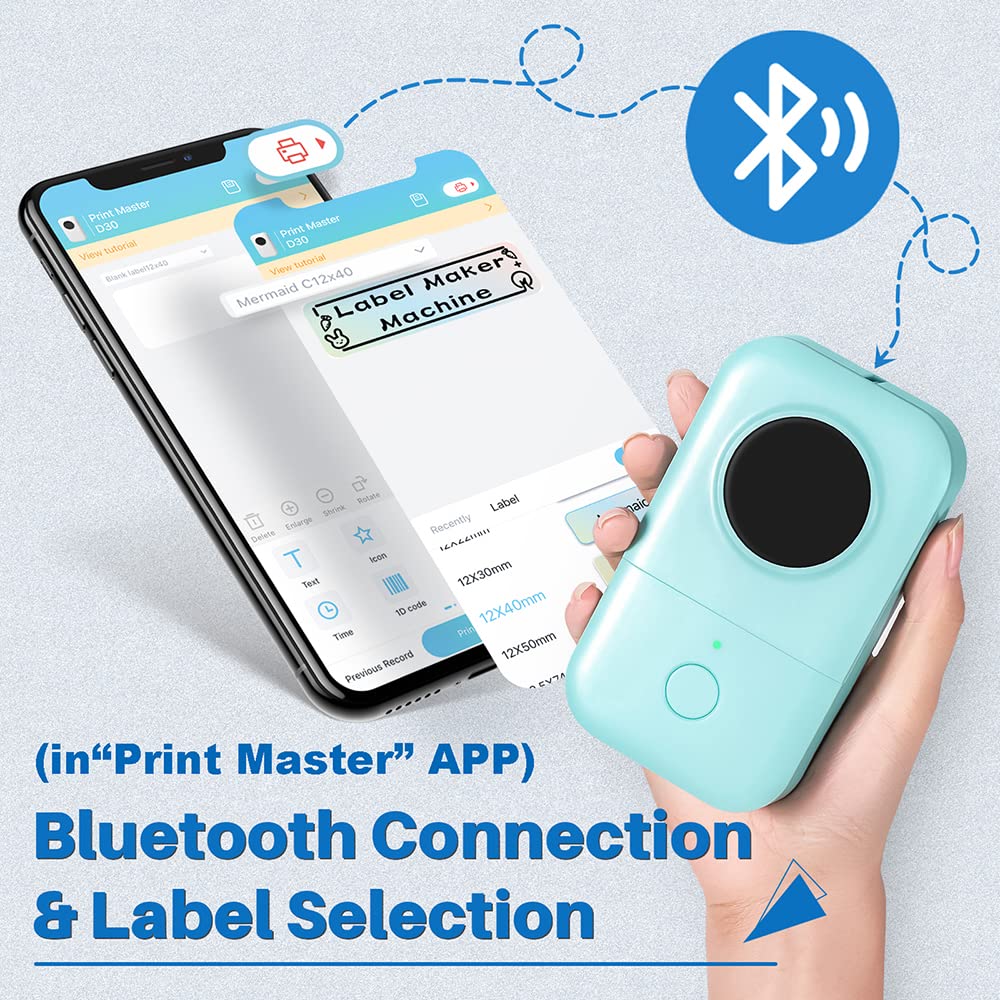 Phomemo D30 Etiket Yap?c?-1 Click Print Etiket Makinesi Termal Etiket Yaz?c? Ta??nabilir 6-15 mm ?nceden Kesilmi? ??kartma Yaz?c? iOS Android ile Uyumlu ?? Ev Ofis i?in, Ye?il