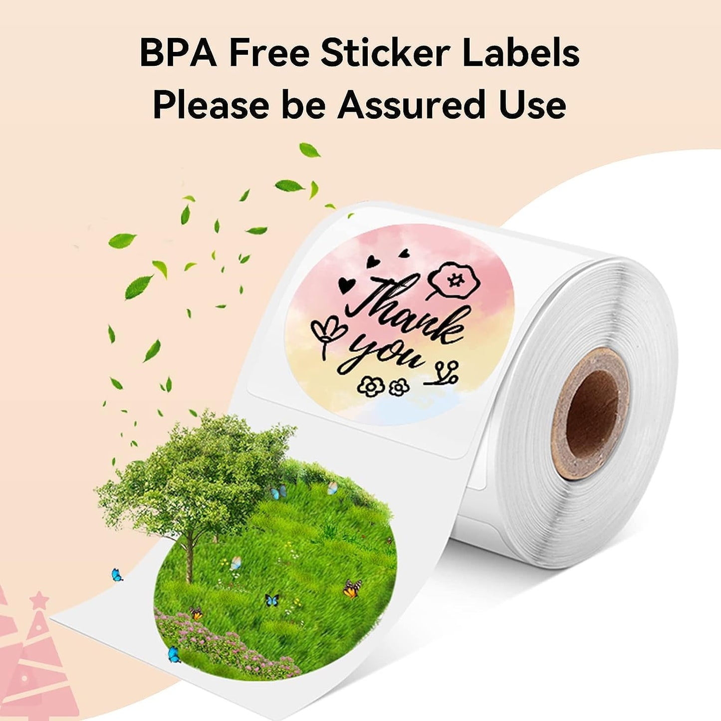 Phomemo Circle Labels- 3'' Thermal Round Gradient Color Label for Barcode Label, DIY Logo Design, Small Business, Compatible with Most of Shipping Label Printers, 500pcs/Roll