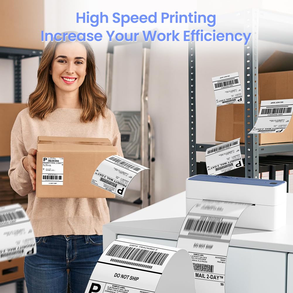 Phomemo Bluetooth Thermal Label Printer, 241BT 4X6 Shipping Label Printer for Shipping Packages, Pink Label Printer for Small Business, Compatible with iPhone, Android, Amazon, Ebay, Shopify, UPSP