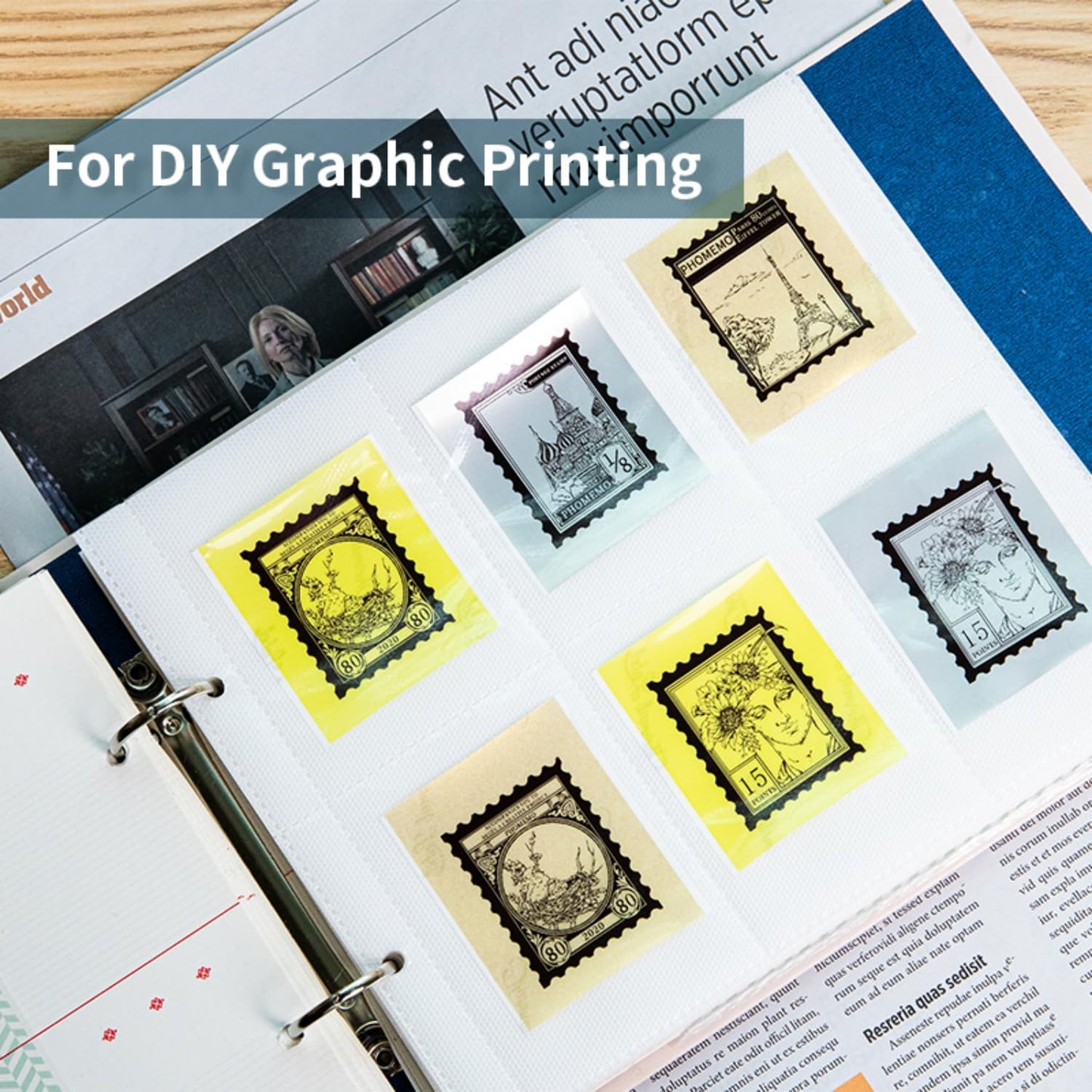 Phomemo Papier f¨¹r Phomemo T02,M02,M02S,M02PRO,M03,M03AS,M04S,M04AS Minidrucker, Metallgrau Durchscheinend/Gelb Transparent/Gold Glitter Transparentes Papier, 53mm x 3,5mm, 3 Rollen