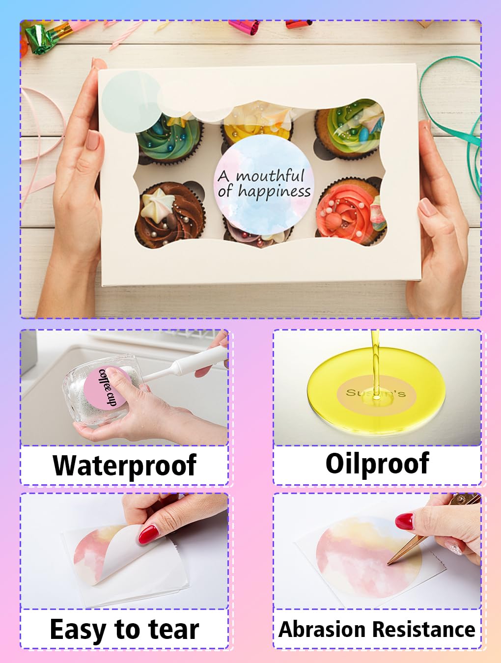 Phomemo Circle Labels- 2'' Thermal Round Laser Color Label for Barcode Label, DIY Logo Design, Small Business, Compatible with Most of Shipping Label Printers, 400pcs/Roll