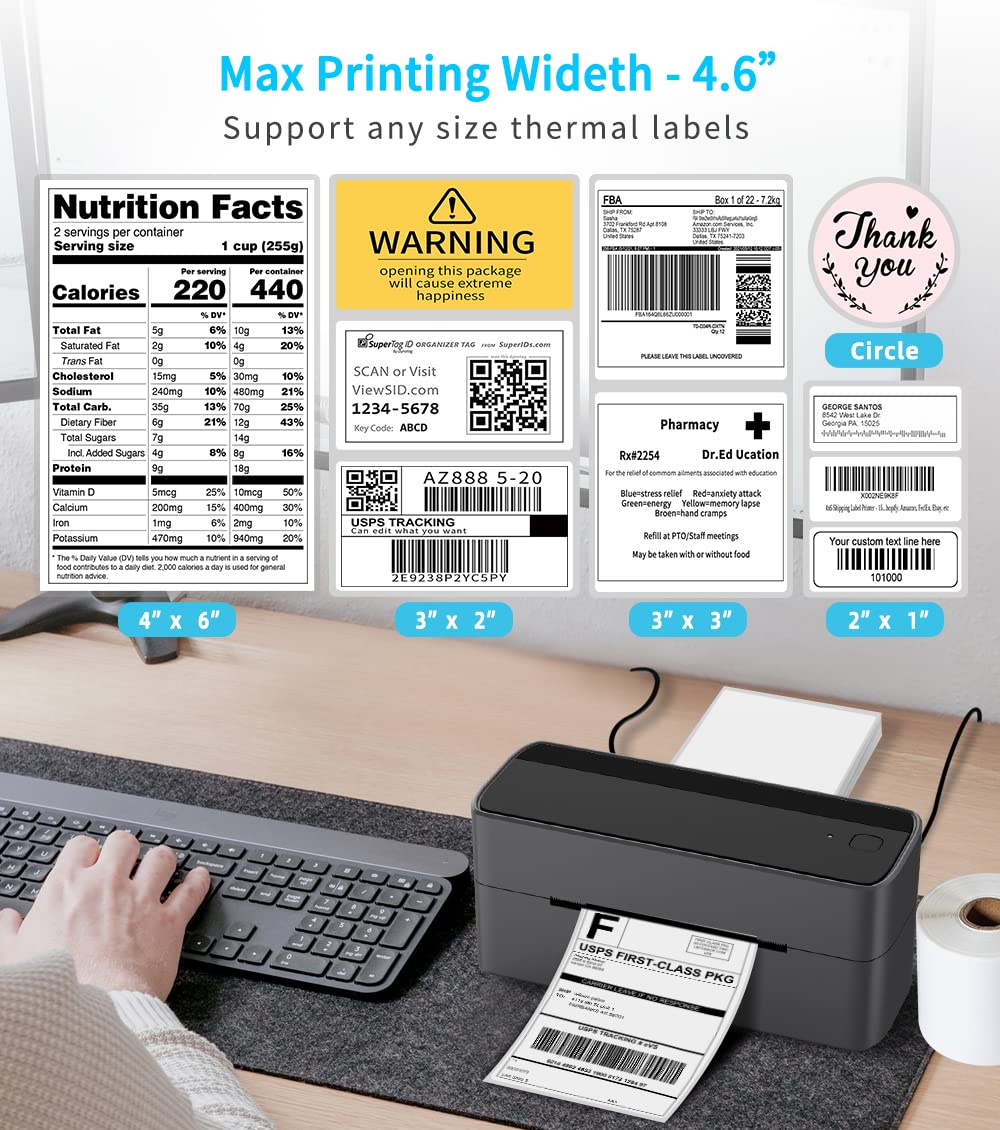 Phomemo 241BT Bluetooth Label Printer, DHL Thermal Printer 4 x 6 Label Printer, Bluetooth Labeling Device Label Printer for Barcode, Amazon, Etsy, Shopify, DHL, FedEx