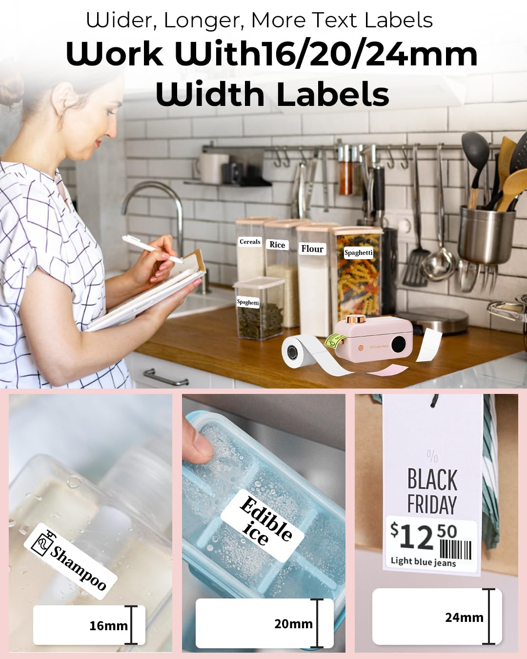 Label Maker Machine- Phomemo D50 Mini Label Maker with Cutter Thermal Label Printer for 3/4'' to 7/8'' Tape, Labeler for Home Organization, School, Office, Gift, Support iOS & Android