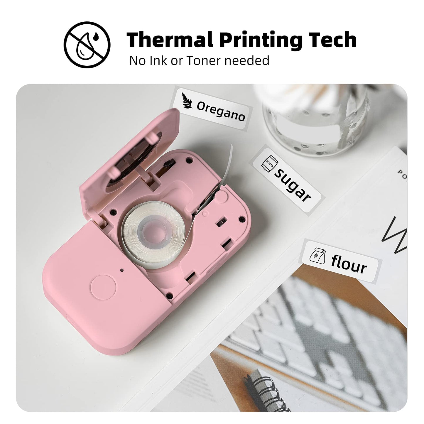 Phomemo D30 Bluetooth Label Printer - Monochrome, Portable, Rechargeable, Compatible with iOS & Android