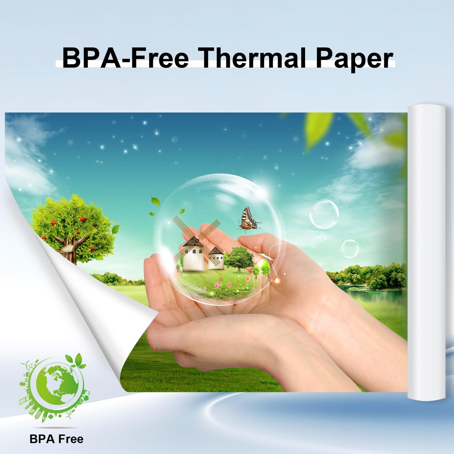 2 Rolls Phomemo US Letter Thermal Paper,8.5''x 11'', Advanced Thermal Printing, M832 BPA Free Thermal Paper, Suitable for Travel,Business,Office, Compatible with M832 M833 M834 M835 Portable Printer