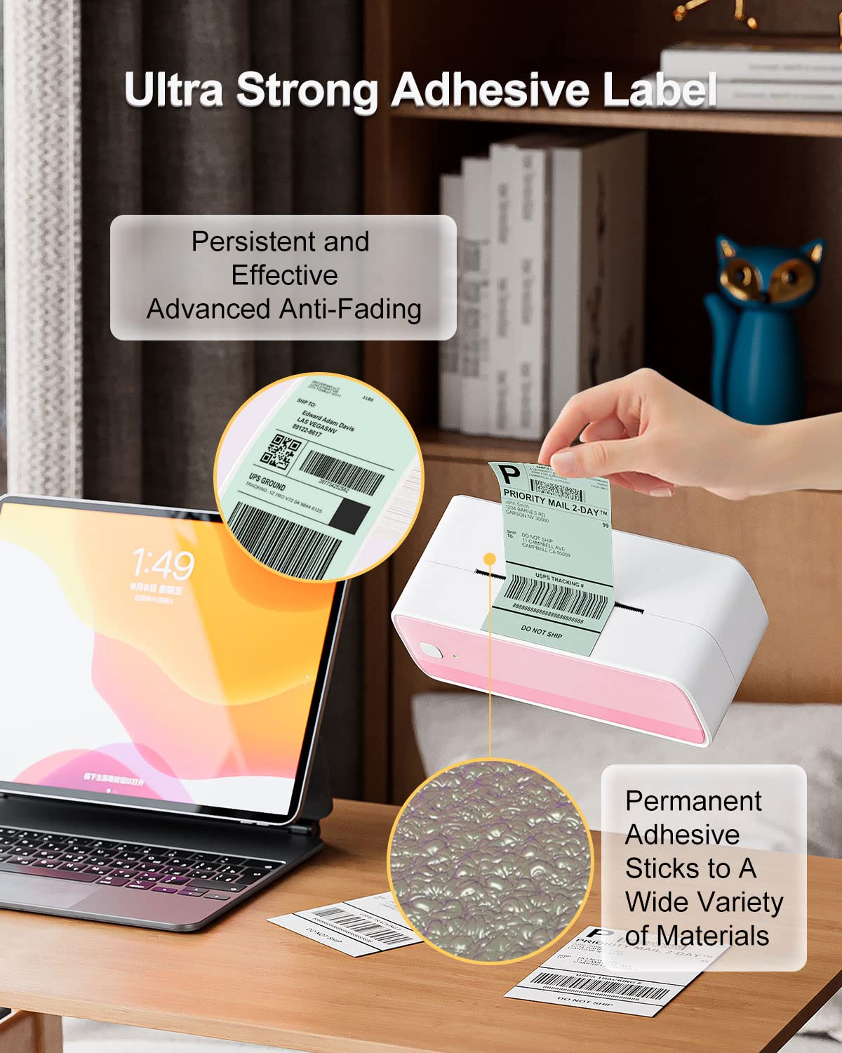 Phomemo 4x6 Thermal Label Printer Paper - 500 PCS 4''x6'' Fan-Fold Labels Green Shipping Supplies Labels - Water/Oilproof Label Stickers - Permanent Adhesive 4x6 Thermal Printer Labels Paper for Printer