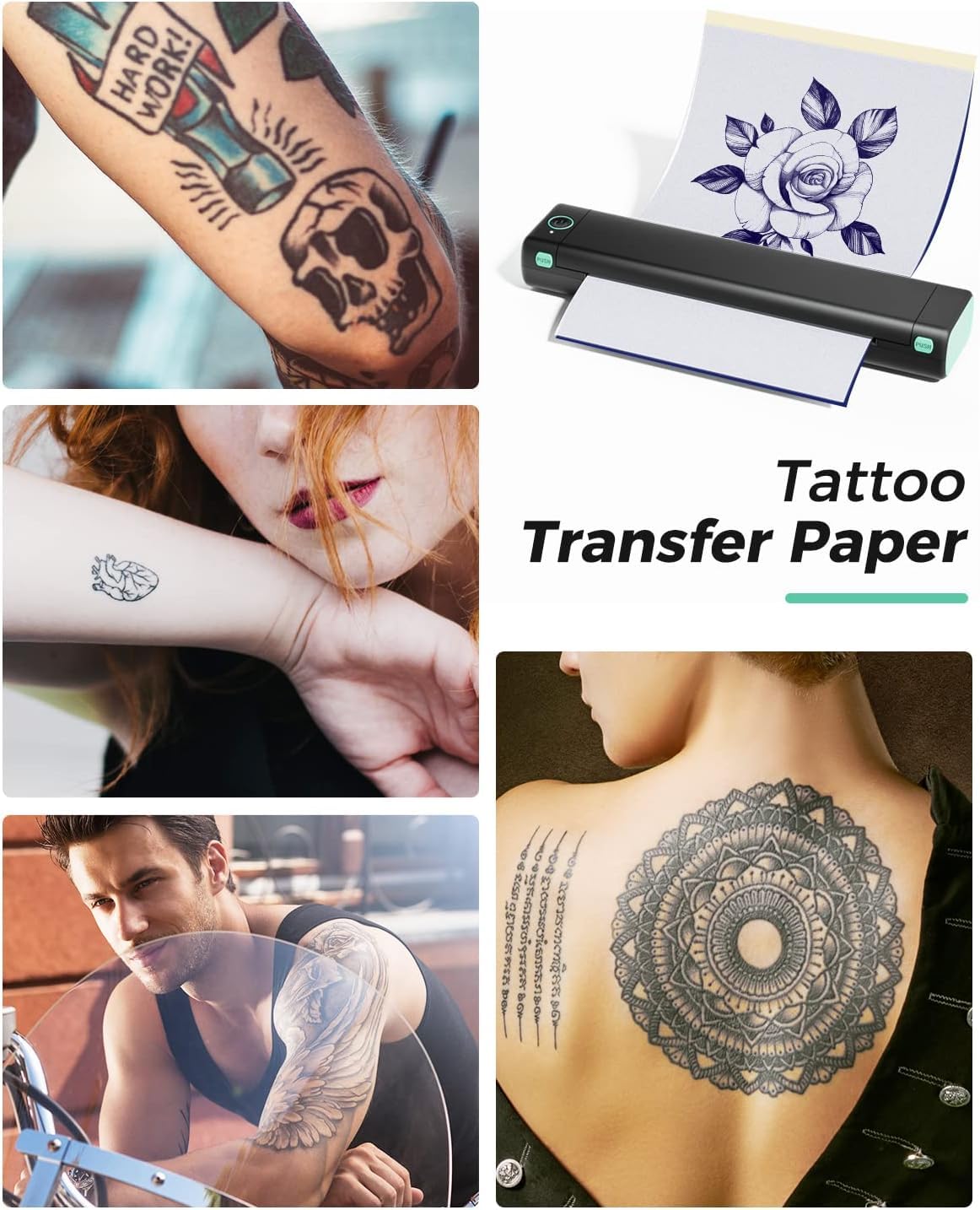 Phomemo 150 Sheets Tattoo Transfer Paper, Compatible with M08F/TP81/TP83 Printer & Tattoo Supplies, A4 Size Tattoo Stencil Paper for Tattooing