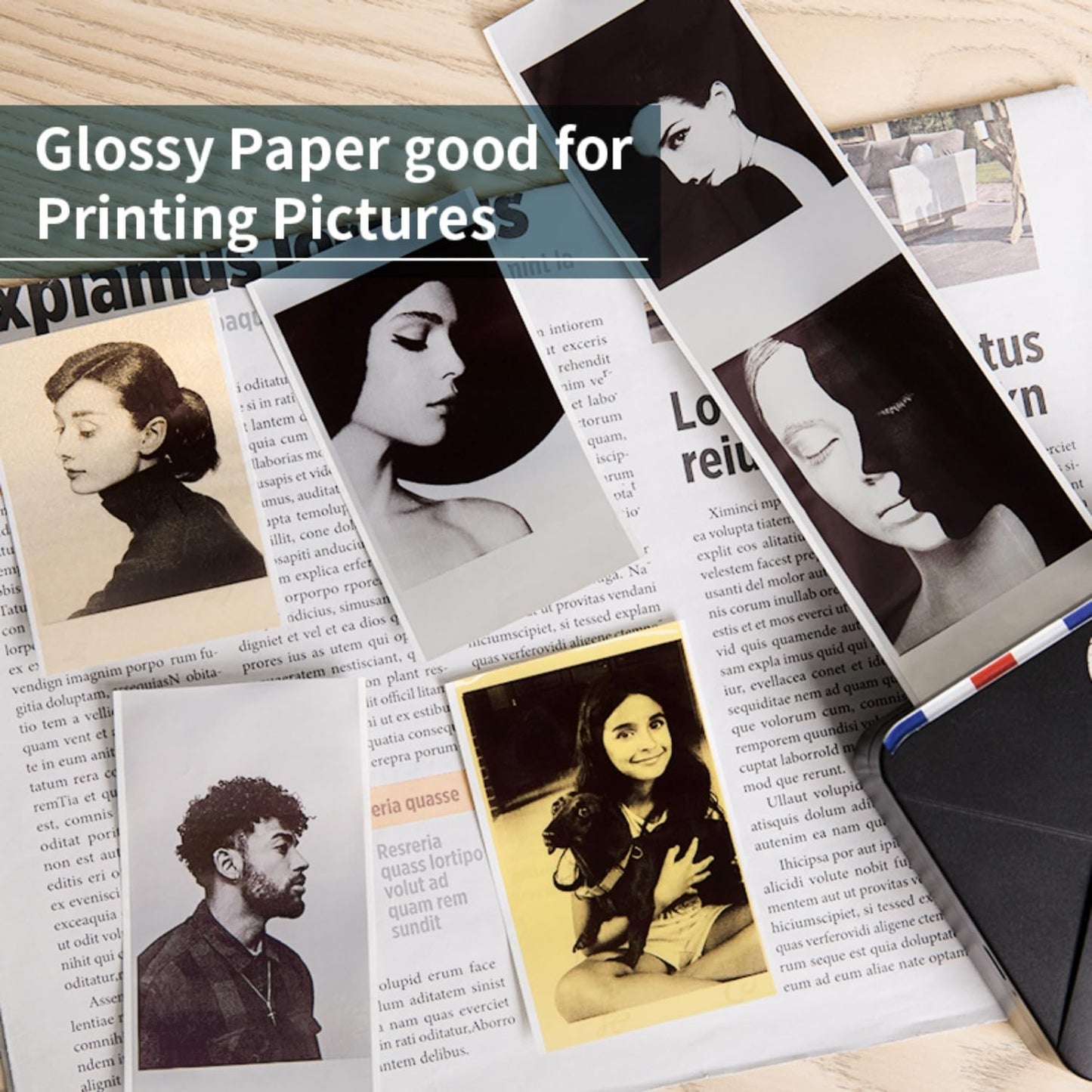 Phomemo Papier f¨¹r Phomemo T02,M02,M02S,M02PRO,M03,M03AS,M04S,M04AS Minidrucker, Metallgrau Durchscheinend/Gelb Transparent/Gold Glitter Transparentes Papier, 53mm x 3,5mm, 3 Rollen