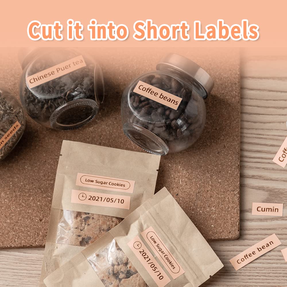 Phomemo D30 Continue labeltape, oranje labels, thermische etiketten voor keuken, bestanden, adres, cadeau enz., 3 rollen