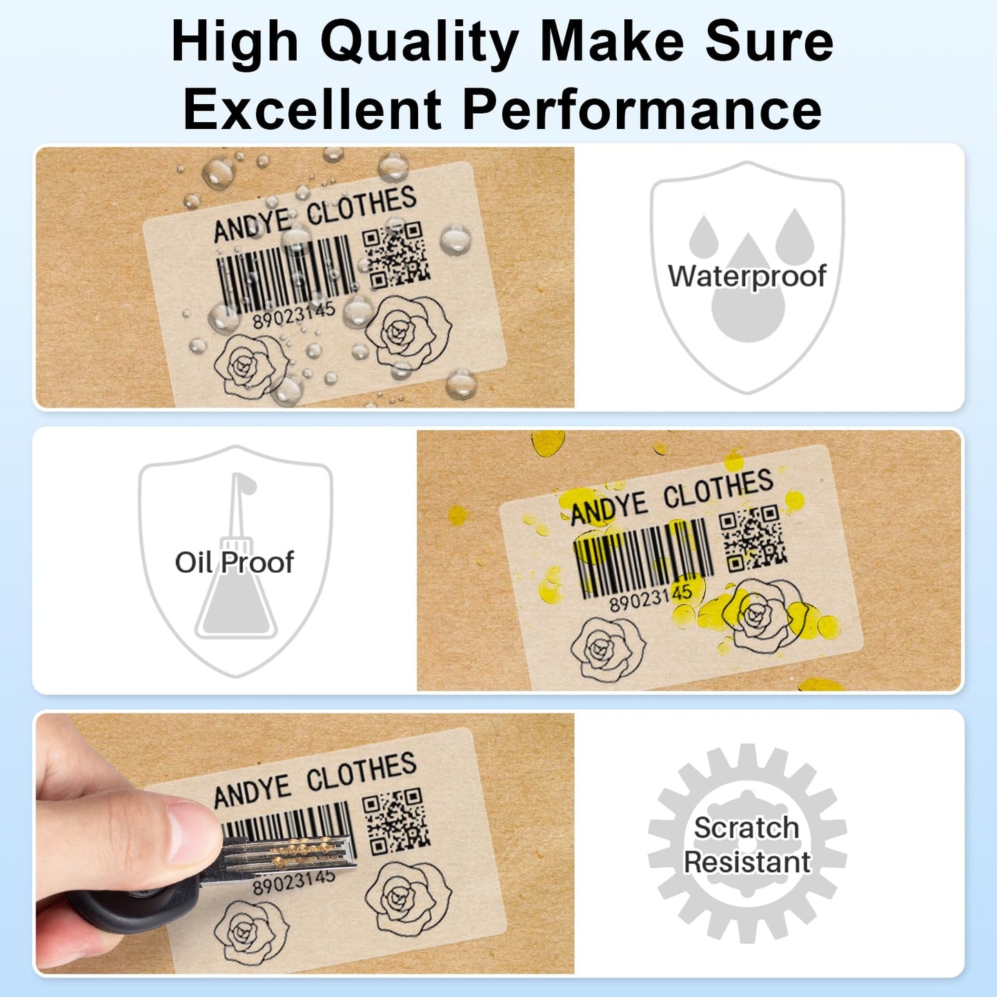3 Rolls Phomemo Transparent Labels, 1.57'' x 2.36'' (40 x 60mm) Sticker Labels for Phomemo M220 M110 M221 M120 M220 Label Maker, for Barcode, Qr Code, Box, Name