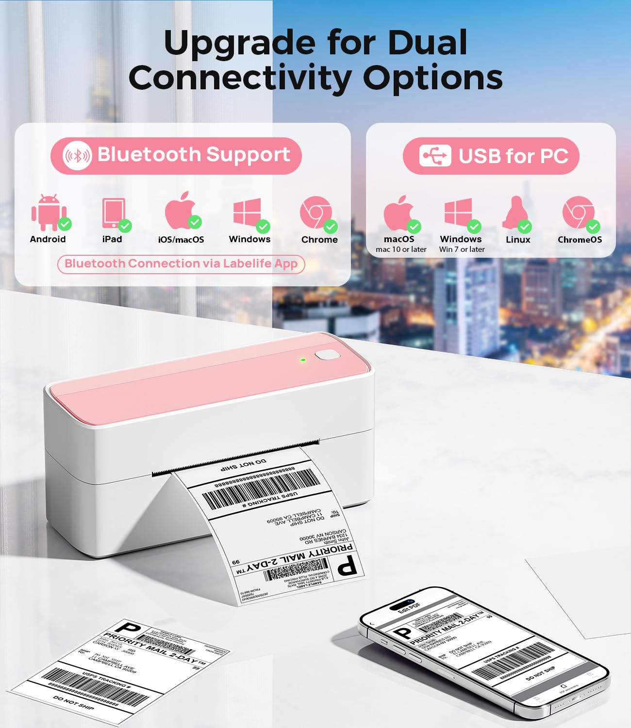 Phomemo Stampante per etichette Bluetooth, PM241BT stampante termica DHL 4XL per Mac/PC, stampante Bluetooth per codici a barre, Amazon, Etsy, Shopify, Royal Mail, DHL, FedEx, UPS