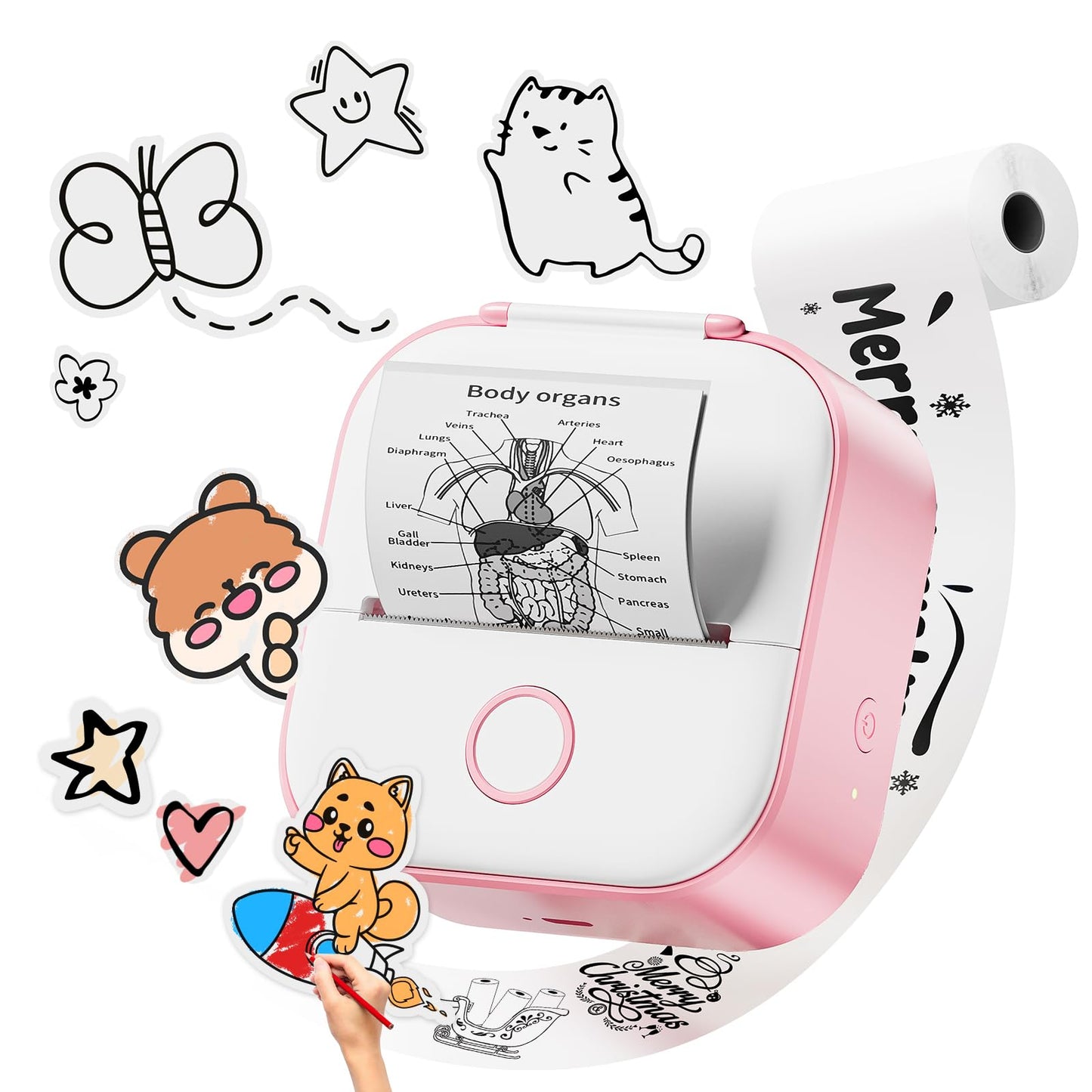 Phomemo Mini Sticker Printer - T02 Small Thermal Printer for Phone, Portable Wireless Printer for Children's Day Birthday, Compatible with iOS & Android, Pink