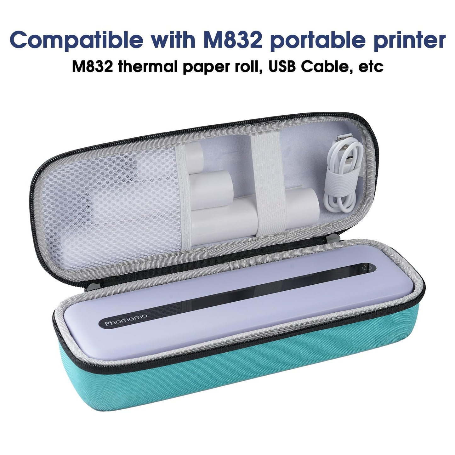 Phomemo Carrying Storage Box, Compatible with M832 Portable Printer, for Wireless Mobile Travel Printer Storage USB Cable & Holder Paper (Box Only), Green