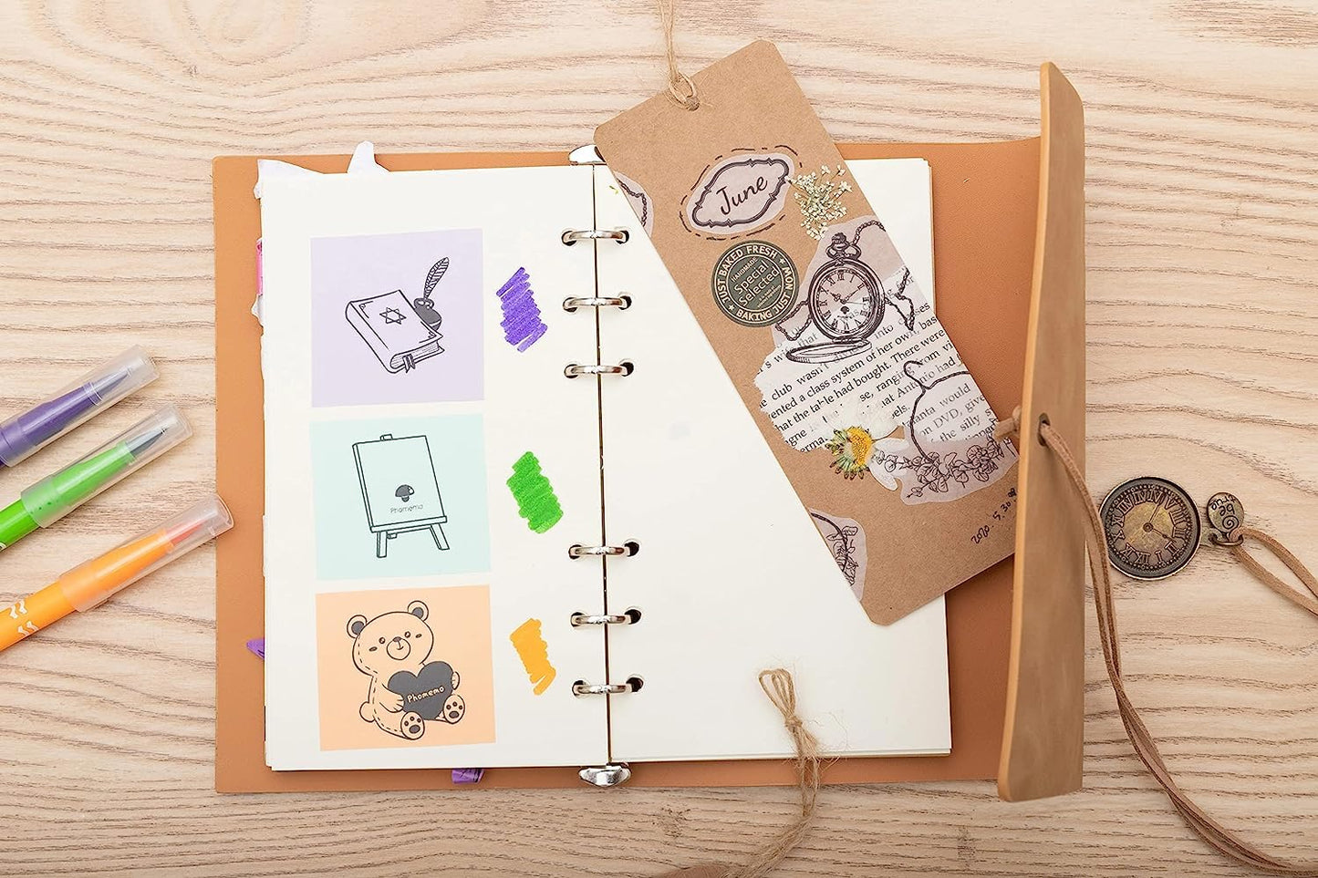 Phomemo T02/M02X/M02L Papier autocollant - 3 rouleaux de papier autocollant pour imprimante thermique, 53 mm x 3,5 m, 20 ans de conservation, noir sur vert/violet/orange