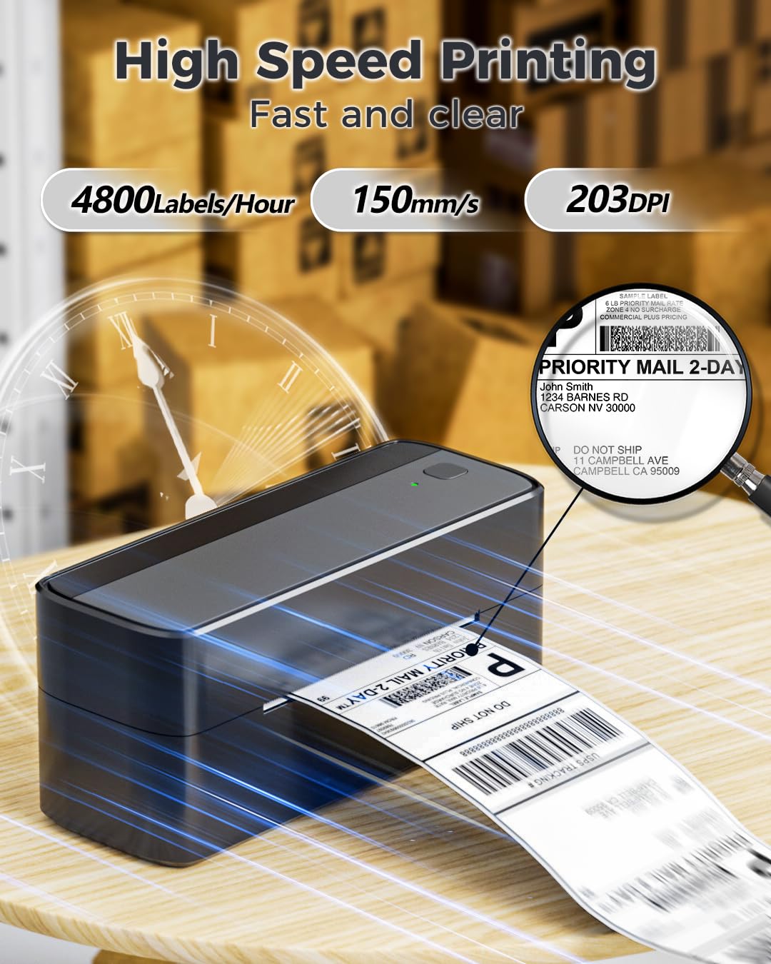 Phomemo Bluetooth Shipping Label Printer for Packages - 4x6 Thermal Label Printer for Small Business - Barcode Label Printer for Phone&PAD&PC to Amazon, Ebay, Shopify, USPS, DHL, Temu