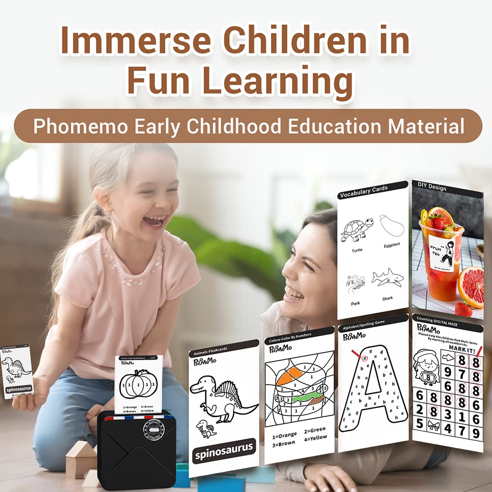 M02S Termal Yaz?c? Kiti - ?arj Edilebilir Pil ile Mini Bluetooth Ta??nabilir 300dpi HD Bask?, G¨¹nl¨¹k Organizasyon Foto?raflar? i?in Uygun, Phomemo iPhone ve Android ile uyumlu, Siyah