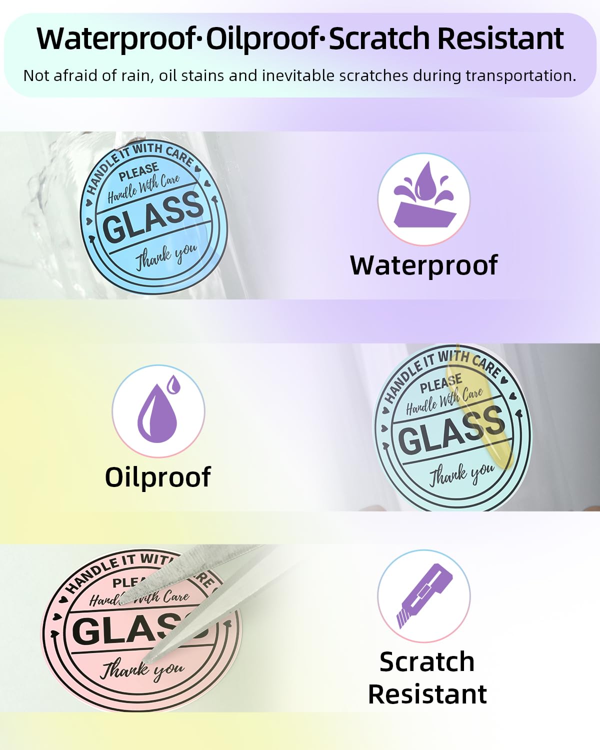 Phomemo 2'' Round Thermal Labels, 400 Labels (Purple, Green, Blue, Pink) for Thank You Stickers, Logo, Name/Price, Address, QR Code, Direct Thermal Printer Labels