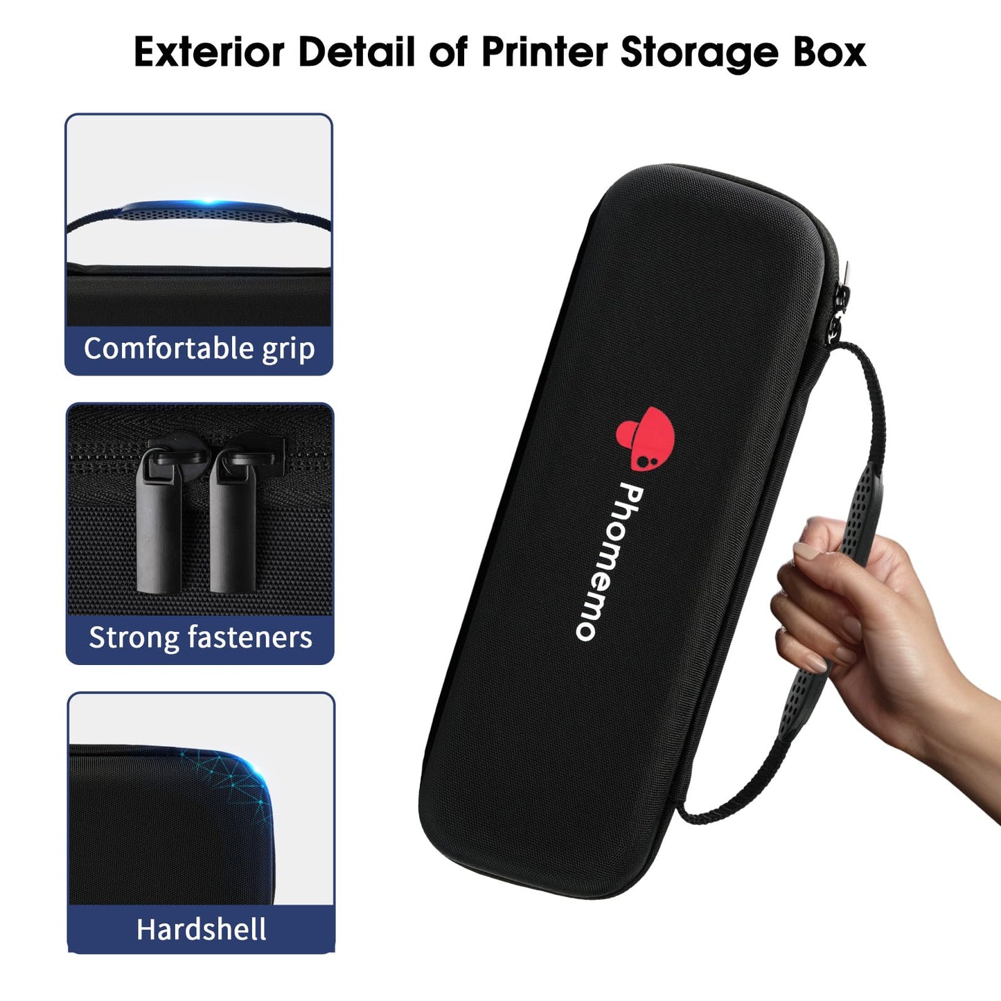 Phomemo Carrying Case, Compatible with M832/M834/M835 Portable Printer, for Wireless Mobile Travel Printer Storage Holder Paper & USB Cable(Box Only)