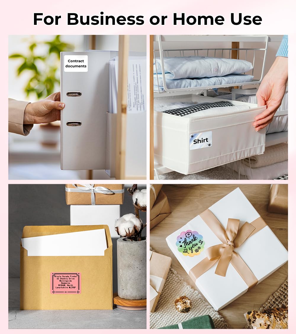 Label Maker Machine Phomemo M110, Label Printer for Small Business, Label Maker Machine with Tape for Barcode, Mailing, Clothing, Thermal Label Printer for Android & iOS, with 1 Roll Thermal Label