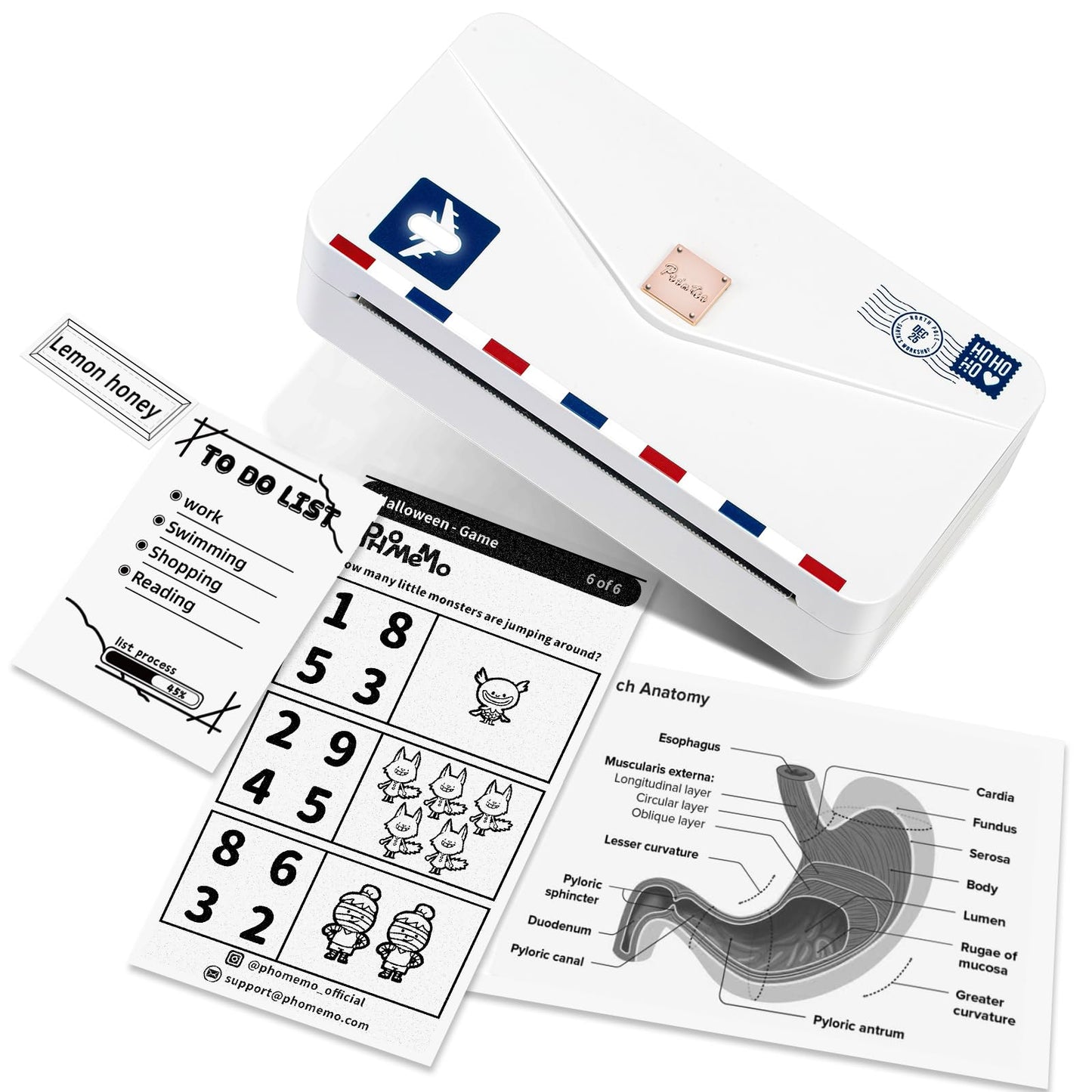 Phomemo Portable Thermal Printer M04AS 4 Inch Mini Sticker Printer Bluetooth Mobile Photo Printer, Support 15/53/80/110mm Printing Width, 300dpi, Suitable for Photos, Notes, Memo, Chritstmas Gift