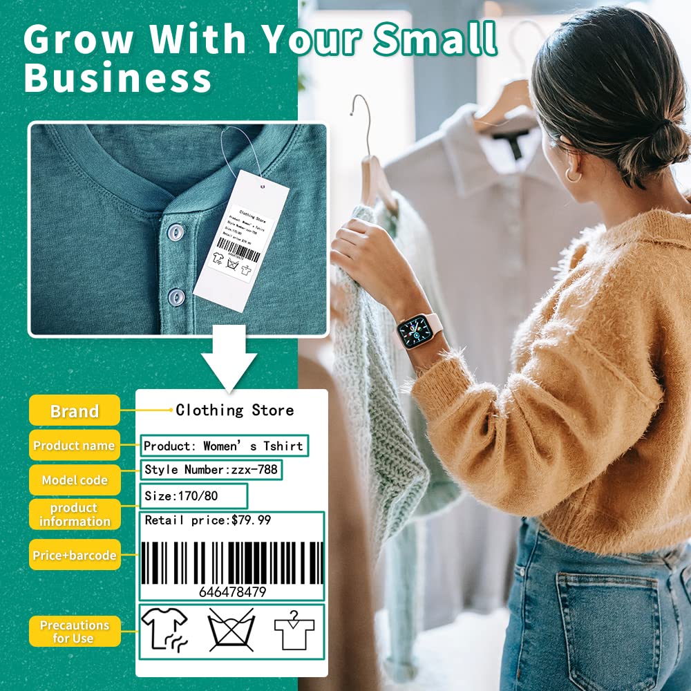 Phomemo 3 Rolls M120/M220/M110 Thermal Label Paper 1.57'' x 2.36'' (40x60mm), Square Self-Adhesive Barcode&Address Label,130 Labels/Roll, Black on White