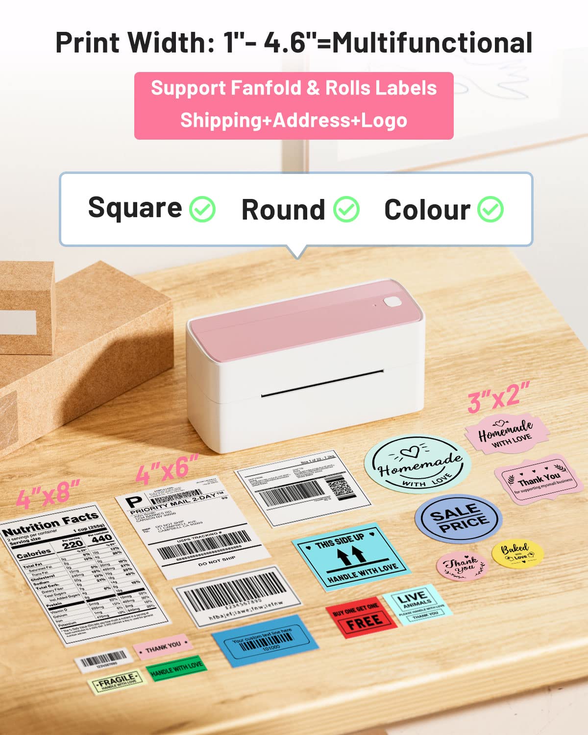 Phomemo Bluetooth Thermal Label Printer, Wireless Shipping Label Printer,Widely Used for Amazon, Ebay, Shopify, Etsy, UPS, USPS, FedEx, DHL GM-241US-PK