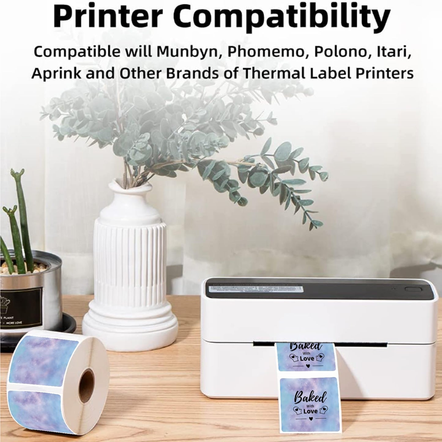 50 x 50 vierkante etiketten, sterrenpatroon, 500 stuks/Roll Phomemo 500 vellen/rol, compatibel met MUNBYN, Phomemo, Polono verzendlabelprinters, BPA-vrij