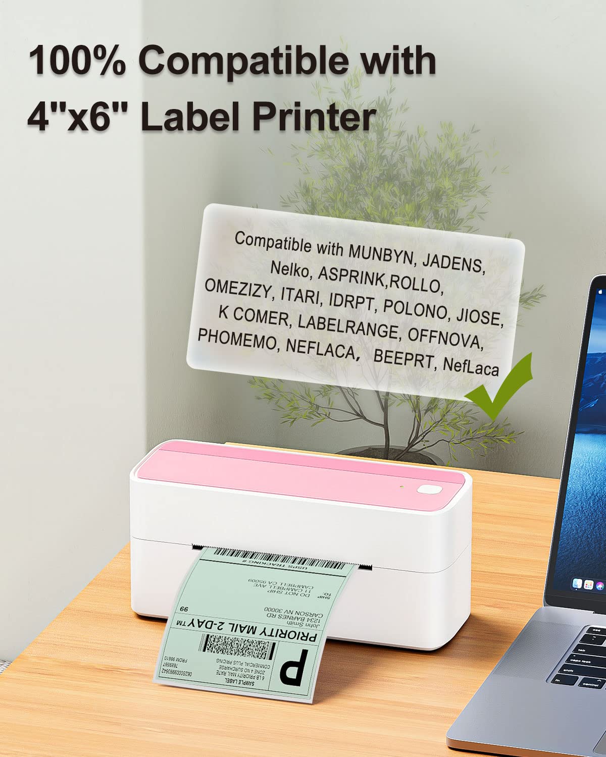 Phomemo 4x6 Thermal Label Printer Paper - 500 PCS 4''x6'' Fan-Fold Labels Green Shipping Supplies Labels - Water/Oilproof Label Stickers - Permanent Adhesive 4x6 Thermal Printer Labels Paper for Printer