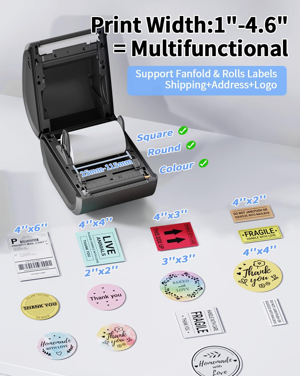Phomemo Bluetooth Etikettendrucker, DHL Label Printer 4x6 Ettikettendruc?er Labeldrucker Versandetiketten Druckerf¨¹r Versandpakete Kompatibel mit Ebay, Amazon, Etsy,Ups, Wish, Shopify, Zalando, Otto
