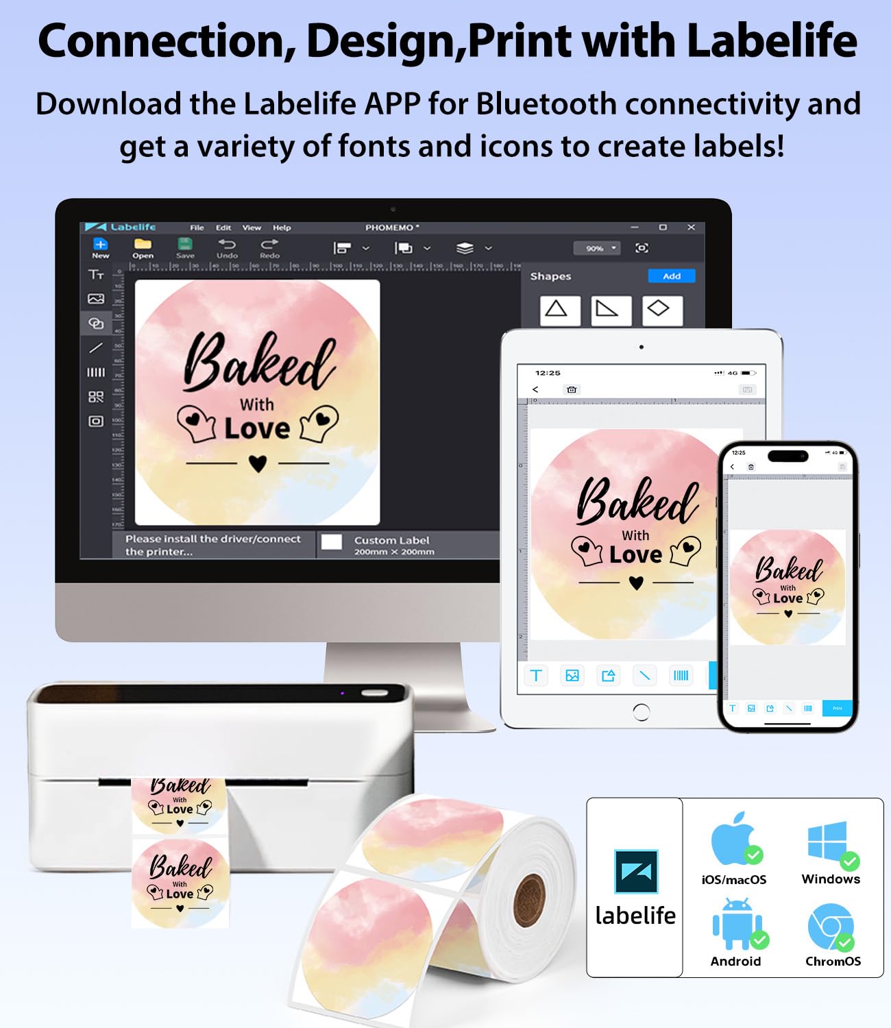 Phomemo 241BT Bluetooth Thermal Label Printer, Shipping label printer 4x6, Label Printer BLuetooth for Home, Office and Business, Thermal Printer for Hermes, Royal Mail, Amazon, Shopify, Ebay, etc