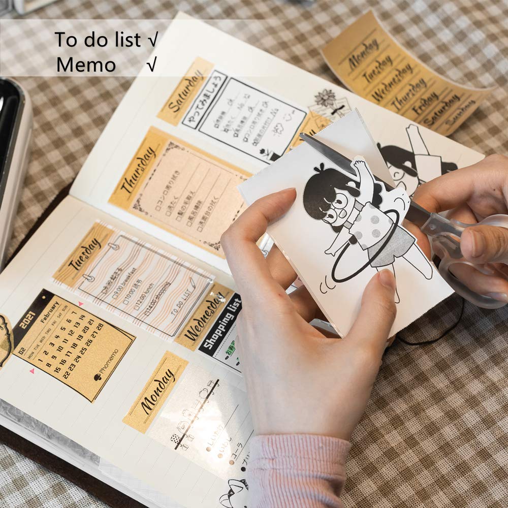 Phomemo Papier autocollant 80 mm - Papier thermique blanc pour imprimante photo thermique portable Phomemo M03, M03AS, M04S, M04AS - 80 mm x 3,5 m - Dur¨¦e de vie de 10 ans - Trois rouleaux par carton