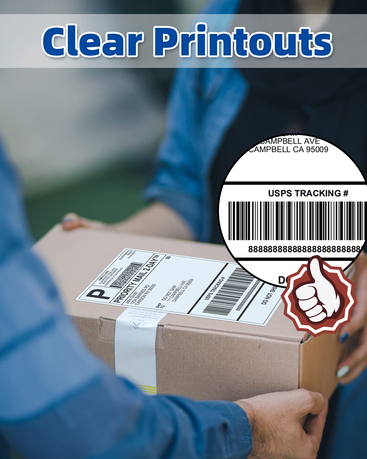 Phomemo 10x15 cm (4x6'') thermische printerlabel, thermisch direct verzendlabel, verpakkingslabel, compatibel met Rollo Dymo Phomemo en andere 4x6'' labelprinters, 100 4x6'' fanfold label