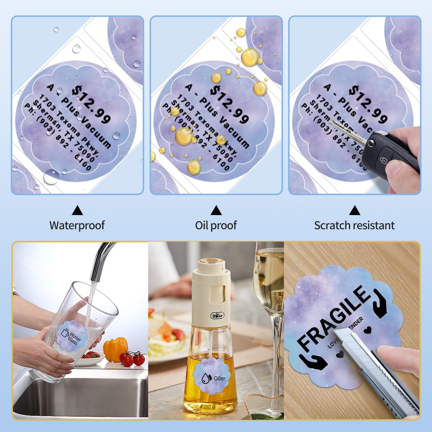 Phomemo Thermische etiketten sterrennacht kleurlabels, multifunctionele zelfklevende etiketten, 50 x 50 mm, gekleurde ronde etiketten, 500 etiketten/rol, sterrennacht-lila etiketten