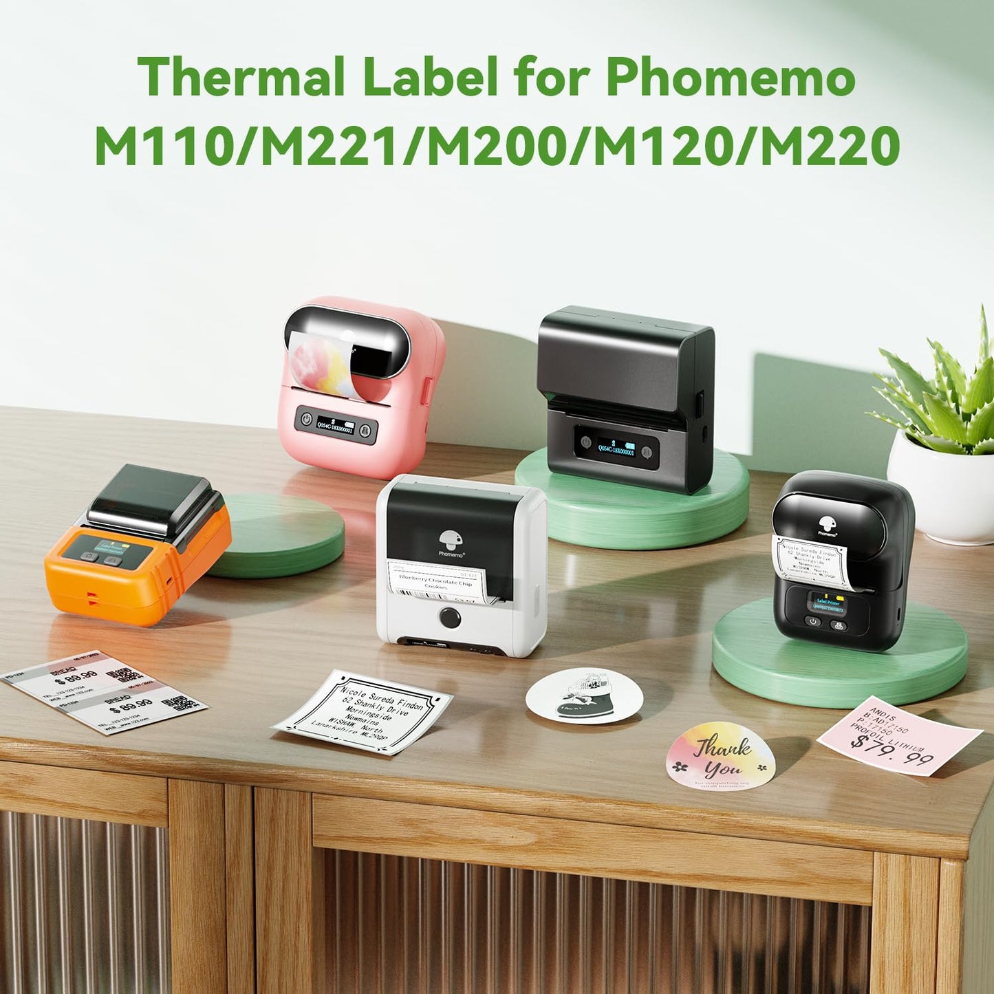 Phomemo Thermal Labels-Transparent Labels M110 Labels for M110/M220/M221/M120/M200,1.57''x1.18''(40x30mm) 230 Labels, for Small Business/Home Use, Barcode Labels, Address Labels, Logo Labels