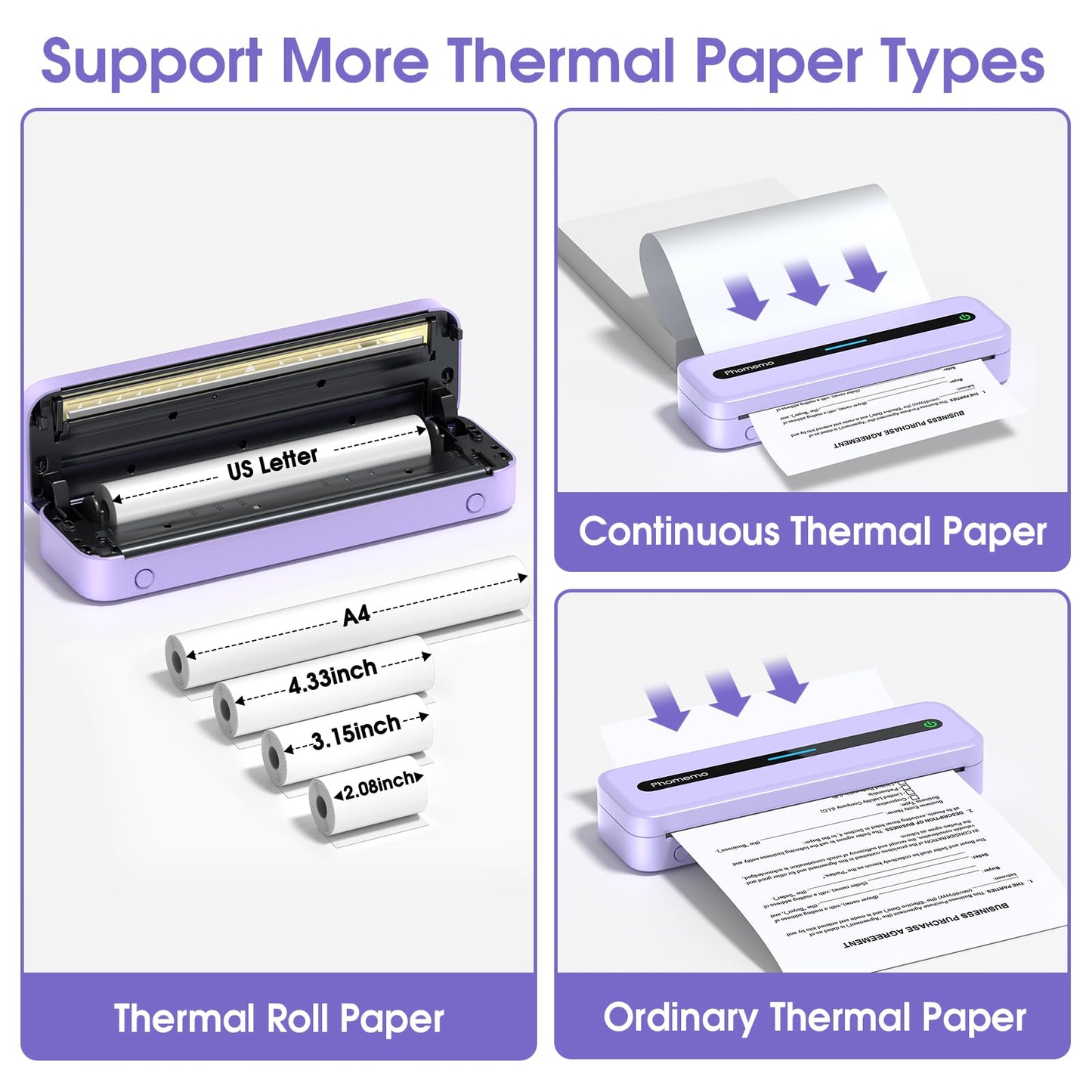 Phomemo Portable Thermal Printer, Bluetooth Portable Printers Wireless for Travel, M832 Inkless Mobile Printer for Phone Laptop, Support 8.5''x11''/A4/4.33''/3.15''/2.08'' Thermal Paper, with Case