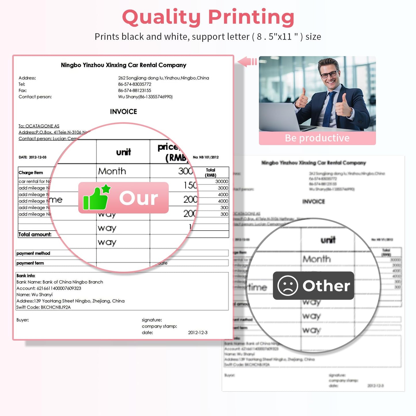 Phomemo Portable Thermal Printer - M08F Wireless Printer Support 8.5'' X 11'' Thermal Paper, Bluetooth Inkless Printer Compatible with iOS, Android & Laptop, Mobile Printer for Office, Home, School