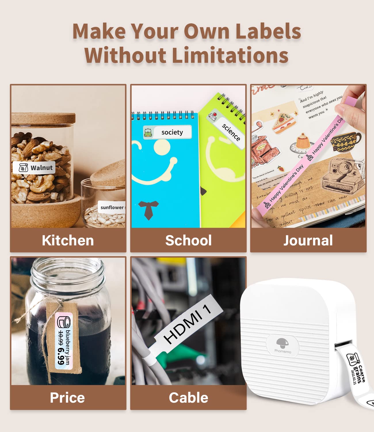 Phomemo Q31 Etiqueteuse portable Mini Labelmaker, Imprimante d'étiquettes Bluetooth pour iOS & Android, Imprimante d'étiquettes autoadhésives avec 1 rouleau d'étiquettes...