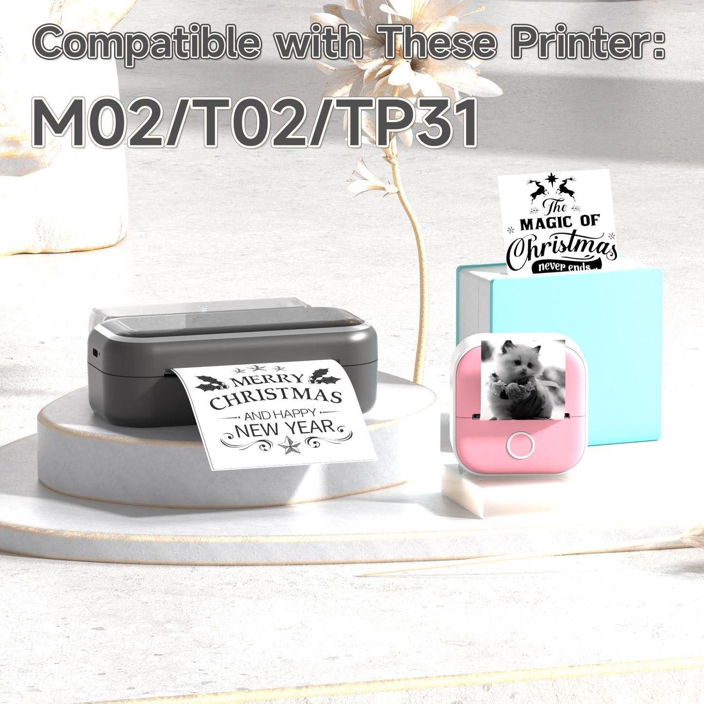 Phomemo Transparent Self-Adhesive Thermal Paper, Compatible with Phomemo T02/M832/M02/M02S/M04S Thermal Printer, 50mm x 3.5m, 3 Rolls