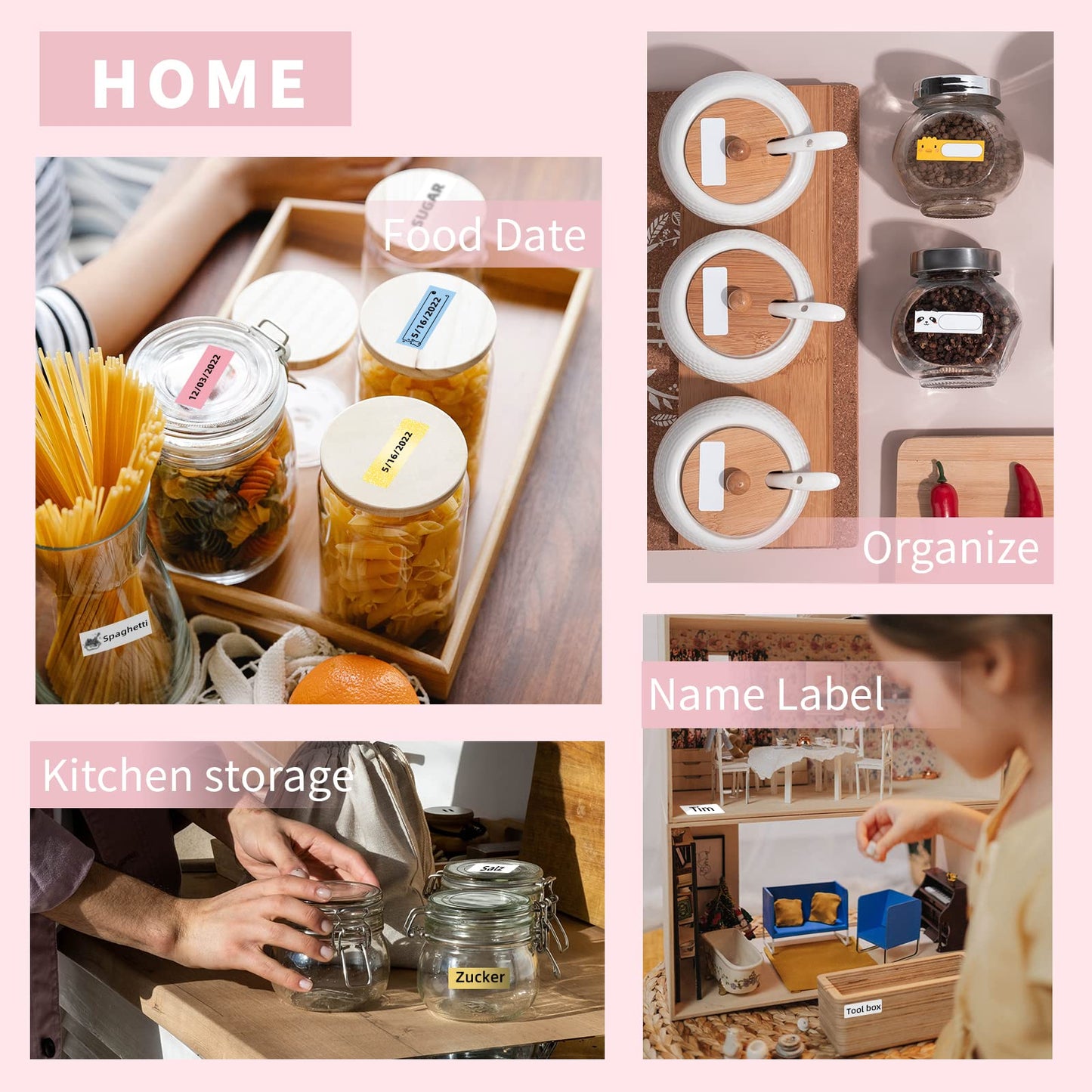 Label Maker Machine, Phomemo D30 Portable Bluetooth Label Printer with Tape Label Maker Handheld, Multiple Templates Available for Smartphone Easy to Use for Office Home Organization USB Rechargeable