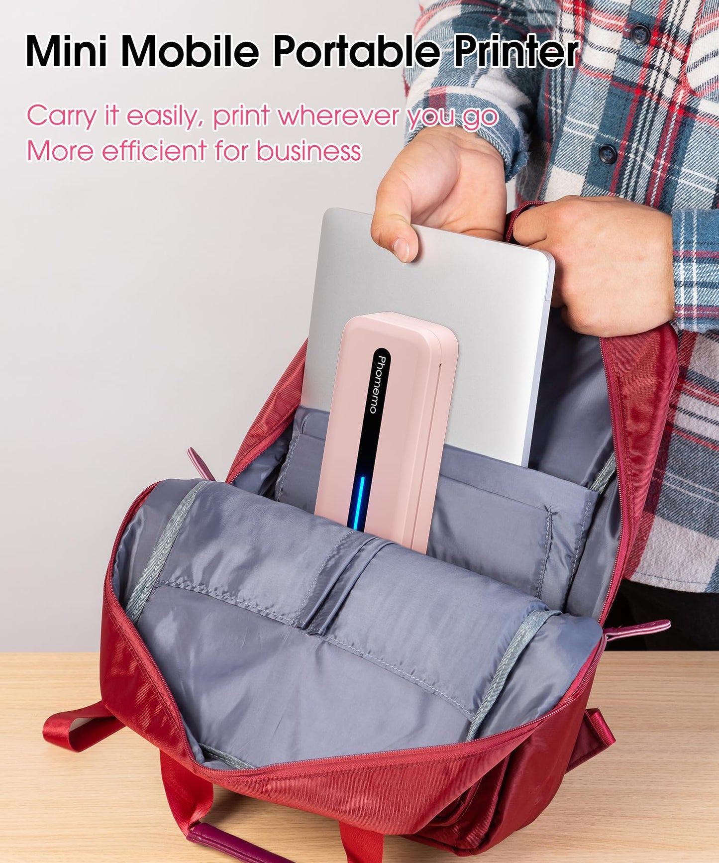 Phomemo Portable Printers Wireless for Travel,M832 Thermal Inkless Printer, Bluetooth Mobile Printer Support 8.5'' x 11'' US Letter,Compatible with Phone & Laptop for Home,Office,Travel,with 1 Case